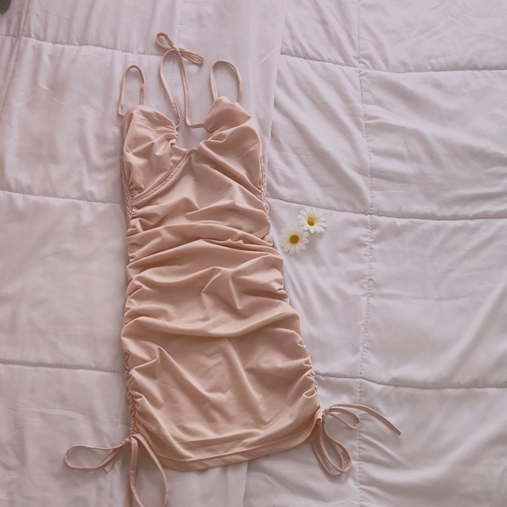 Beige ASTER midi dress, Small